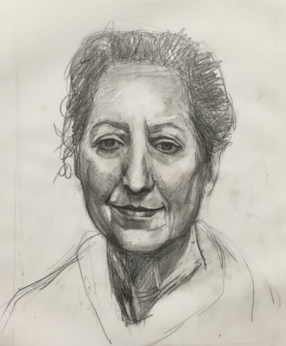 Marcy graphite and conte on Vidalon film, 12x9"