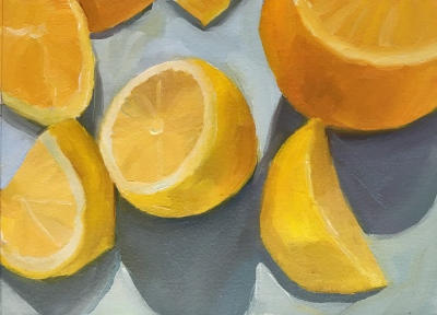 Lemon still life #1, 5.5x7x5 inches on Arches Oil Paper
