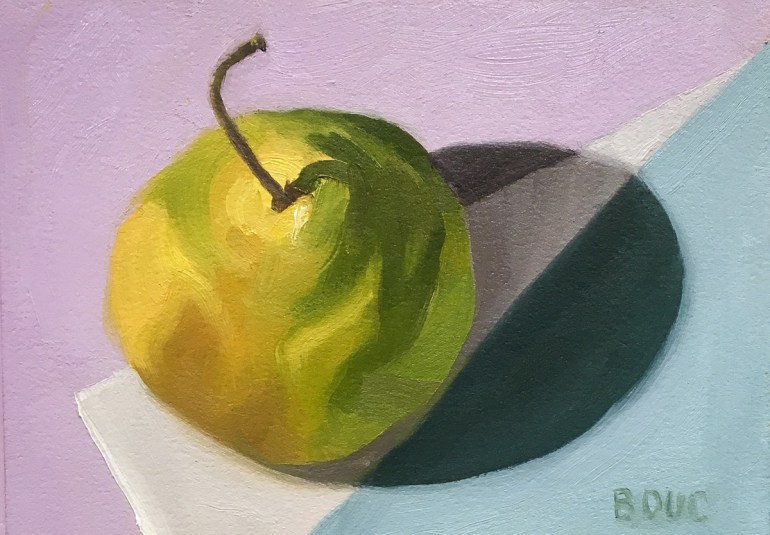 One Hour Pear, oil on Arches Oil Paper, 5x7 inches