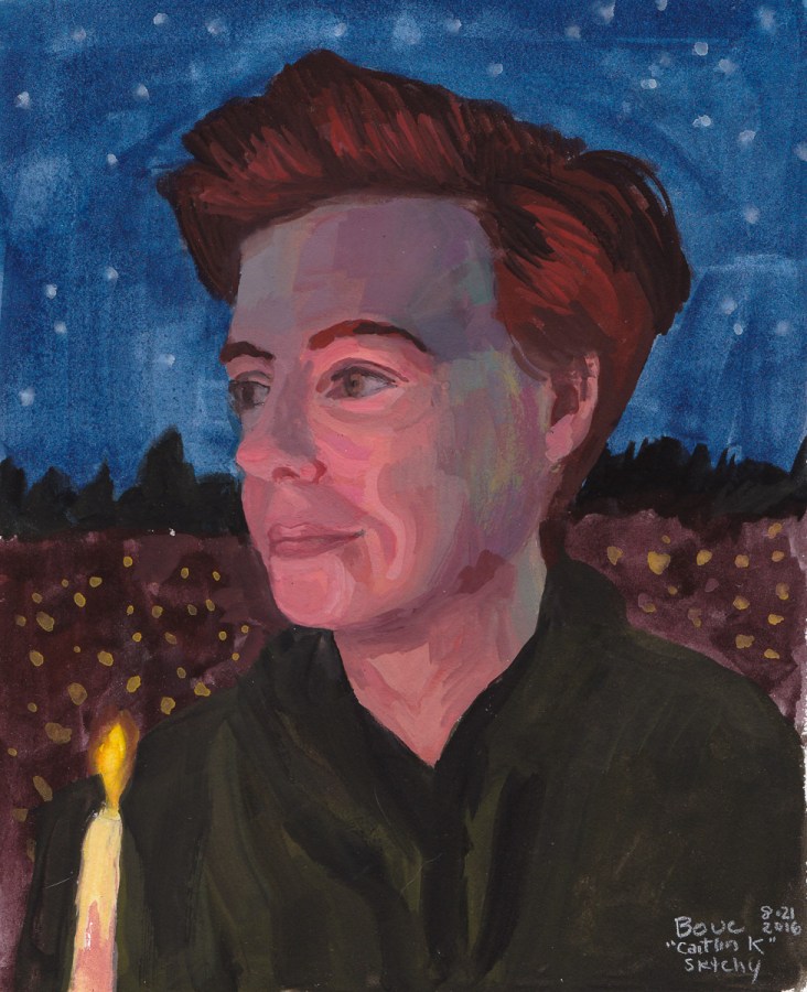 Candlelight, Gouache portrait for Sktchy, 10x8"