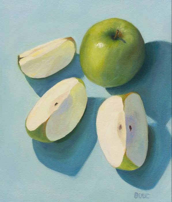 Granny Smith Sliced, oil on Arches Oil Paper, 11x9 inches