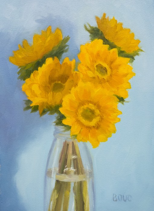 Sunflower Attempt 3, oil on Arches Oil Paper, 12x9"