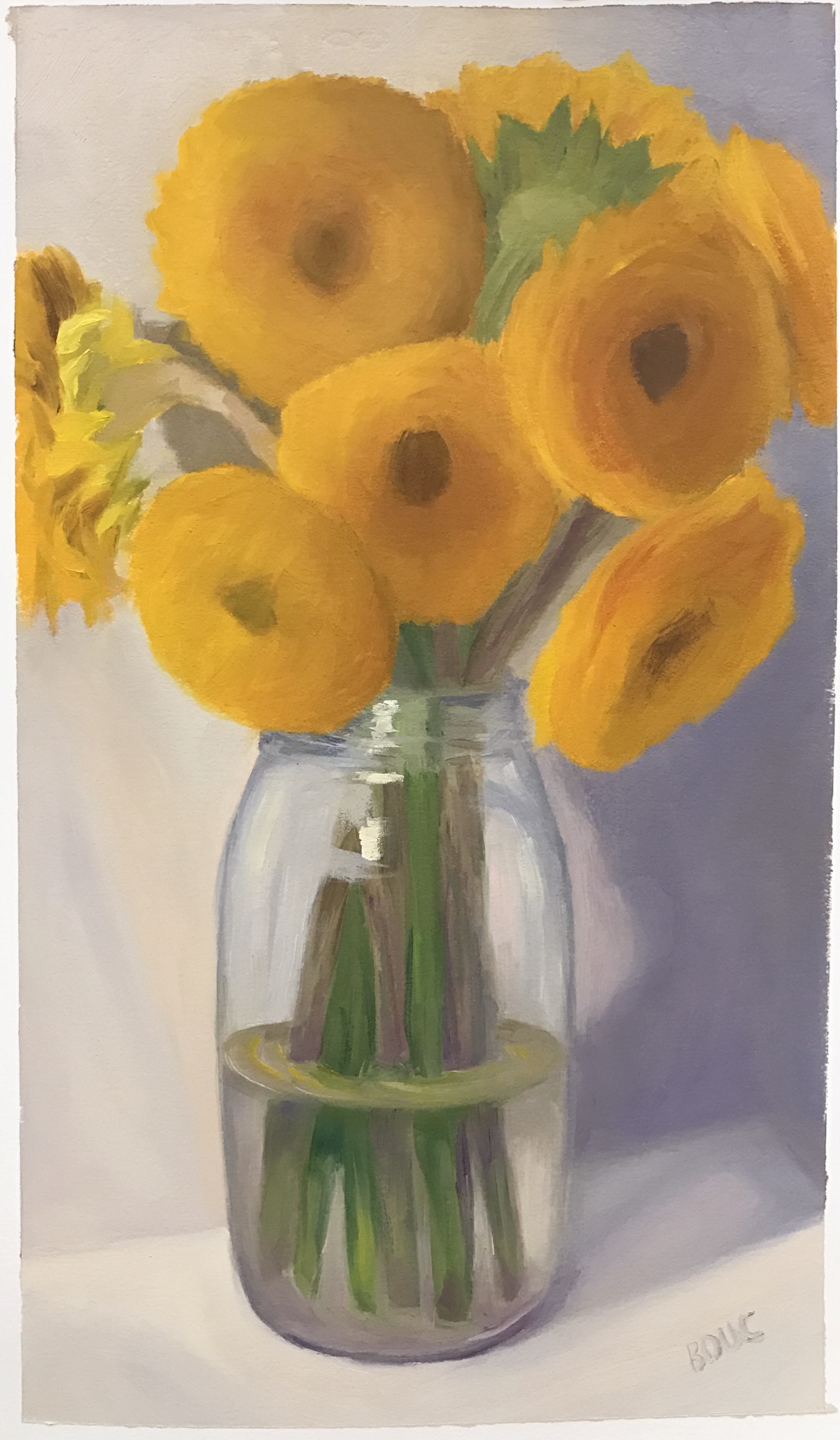 Sunflowers #1-A; oil on Arches Oil Paper, 17