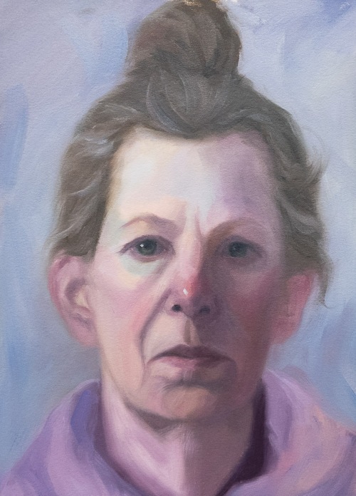 Self-portrait 2/1/17, oil on Arches Oil Paper, 12x9"