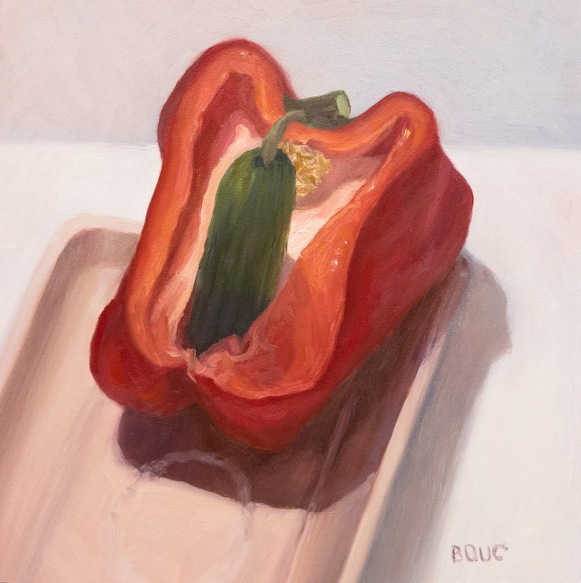 Veggie Porn, oil on Gessobord panel, 8x8"