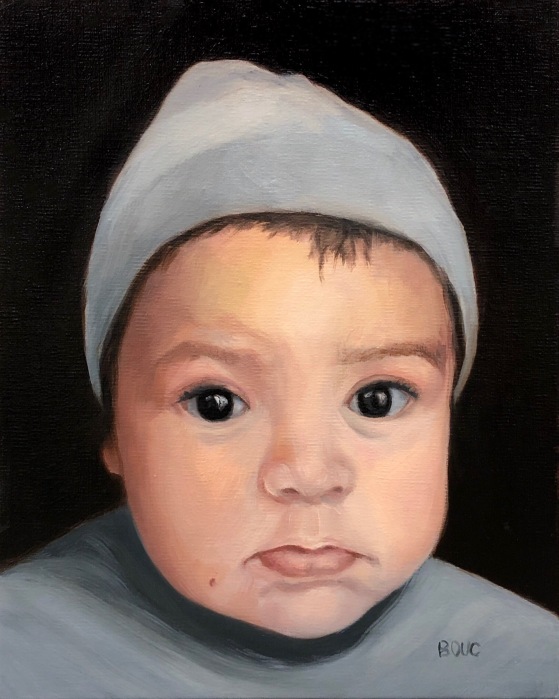 Portrait of Baby Toa, oil on linen panel, 10x8 inches