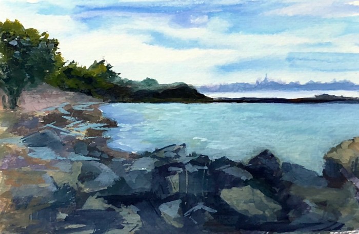 Albany Bulb, gouache on watercolor paper