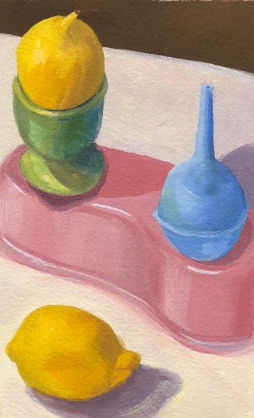 Still life in gouache on watercolor paper
