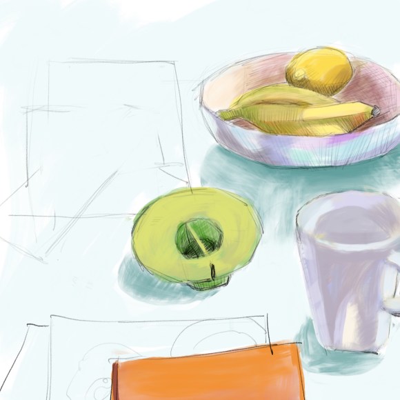 Unfinished breakfast sketch in Procreate on the iPad. Had to get going and when I came back things had moved around so couldn’t finish.