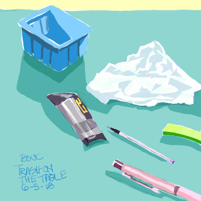 Trash on the Table. Procreate on iPad pro. 