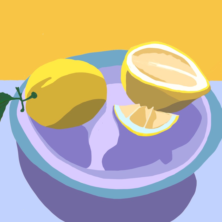 Lemons on Lavender, Digital sketch in Procreate on iPad