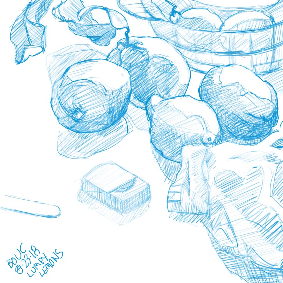 Lumpy Lemons drawn with "hard airbrush" in Procreate on iPad