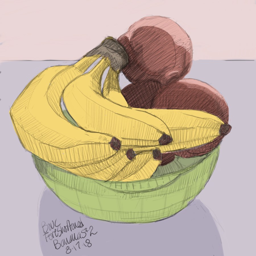 More Foreshortened Bananas with peaches. 