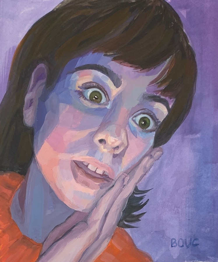 Gouache sketch of "Ms. Red Rose" from Sktchy App