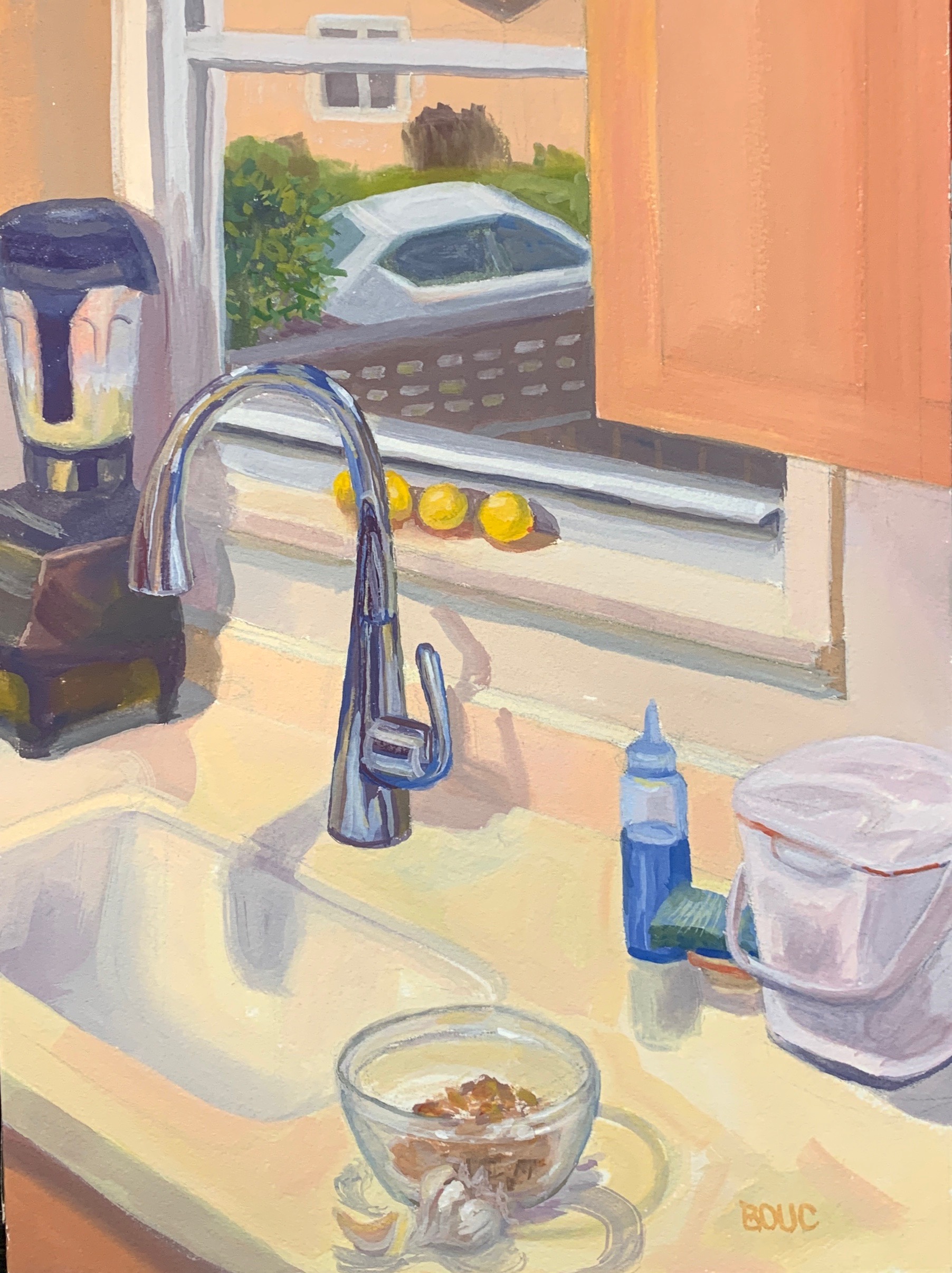 My New Kitchen, gouache on Arches watercolor paper, 12 x 9 inches