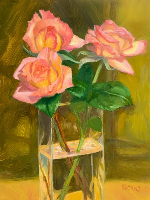 "Spring Rose Series #5” Oil on Yupo, 12×9”
