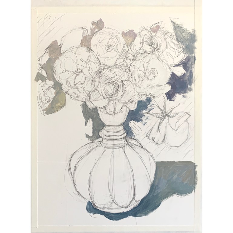 Day 2: Putting in Darkest darks on flowers and background