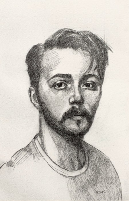 Graphite sketch of Dylan H from Sktchy, 11x7"
