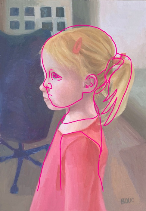 Digital tracing in Procreate of Reference photo over painting.