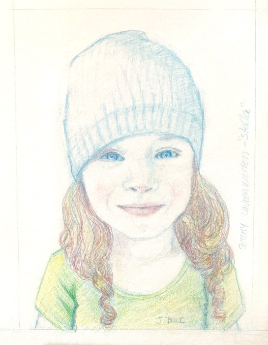 Stella from Sktchy, 8x6” colored pencils