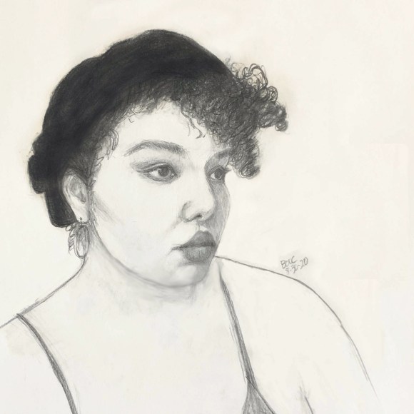Sketch of Michelle from Sktchy, graphite, 12x9"