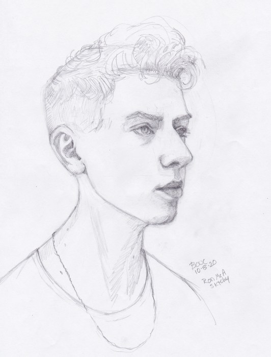 Pencil Sketch of Ron McA from Sktchy, 11x8.5", graphite