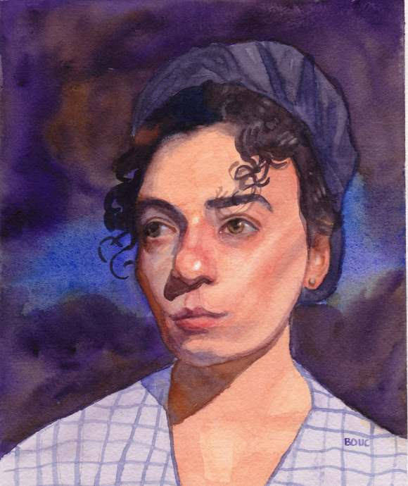 Lady in Dark, watercolor, 8x6.5"