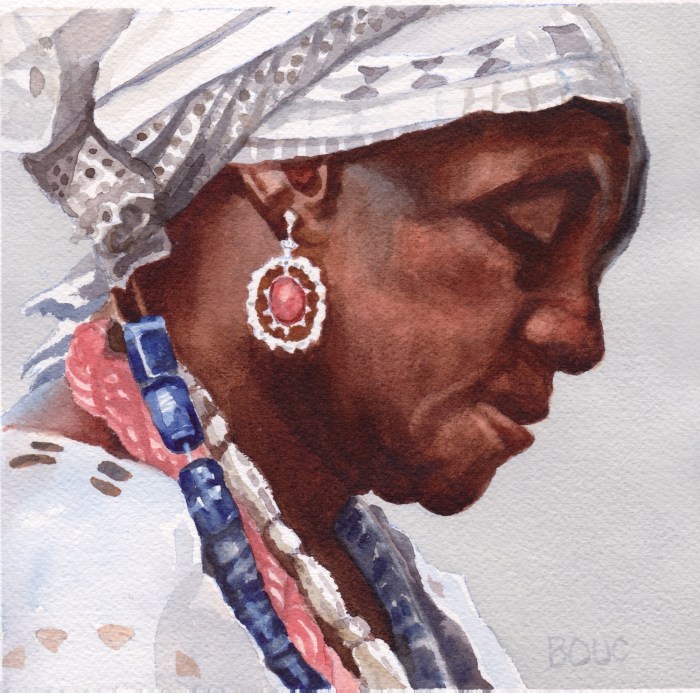 Quilt Lady in Watercolor, 7x7”