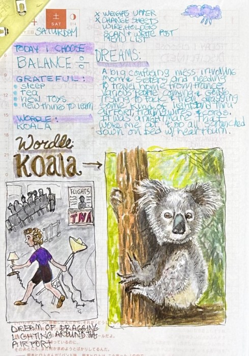 Wordle: KOALA. Dreams: Dragging ights through Airport