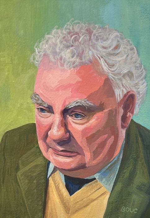 Portrait in gouache of old British male character