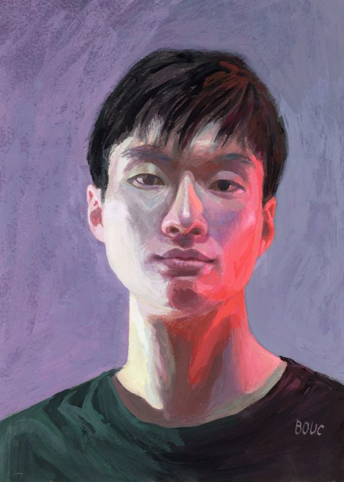 Experimental Palette Portrait, gouache, 10x7”